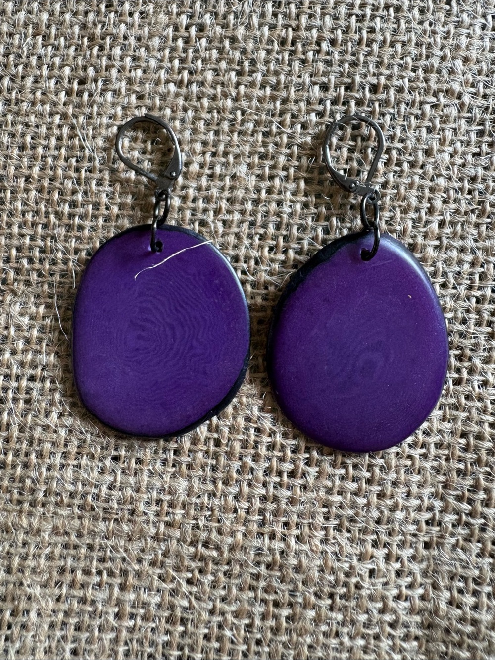 Tagua Nut Purple Lightweight Dangle Earrings - Women Jewelry